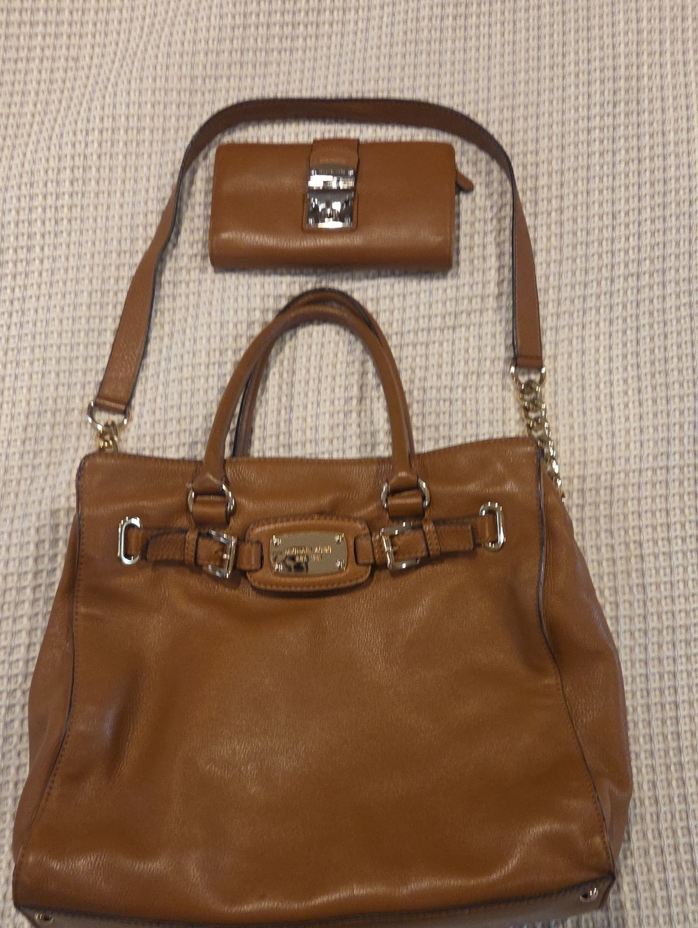 Michael Kors Cognac Leather Satchel with Matching Wallet